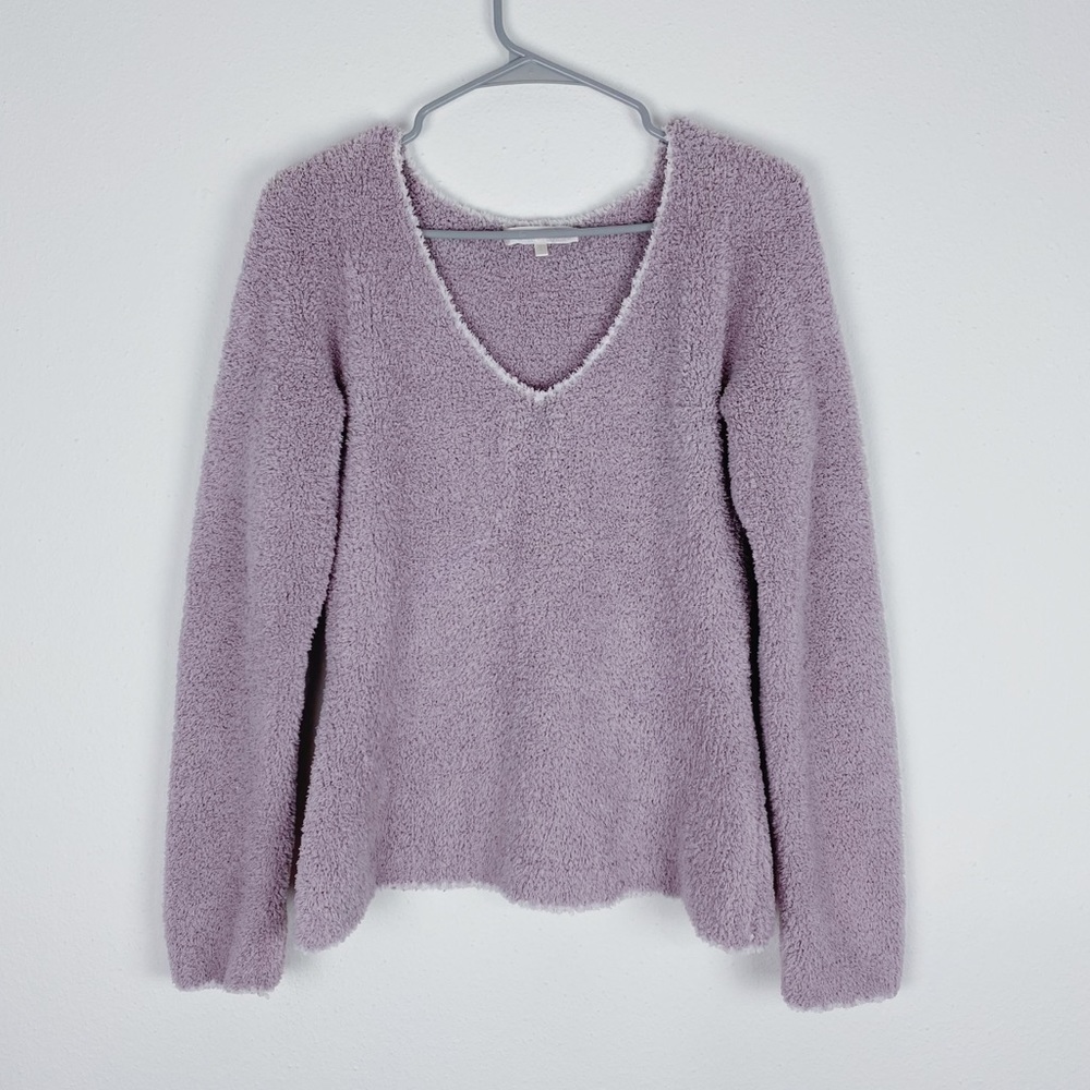 Barefoot Dreams CozyChic Purple V Neck Pullover Size Large